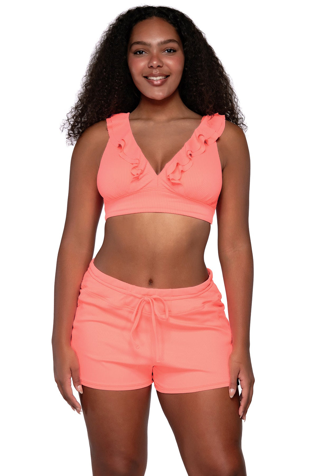 Sunsets Escape Neon Coral Laguna Swim Short